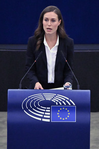 Rede von Sanna Marin im EU-Parlament in Straßburg