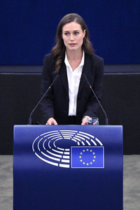 Rede von Sanna Marin im EU-Parlament in Straßburg