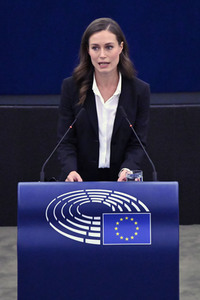Rede von Sanna Marin im EU-Parlament in Straßburg