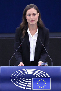 Rede von Sanna Marin im EU-Parlament in Straßburg