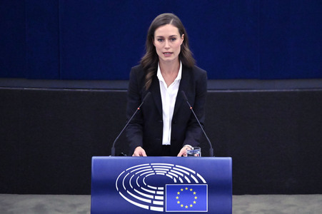 Rede von Sanna Marin im EU-Parlament in Straßburg