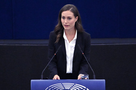 Rede von Sanna Marin im EU-Parlament in Straßburg