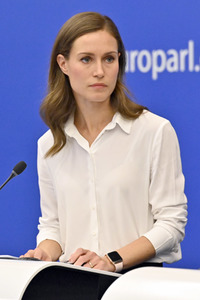 Pressekonferenz mit Sanna Marin und Roberta Metsola im EU-Parlament in Straßburg