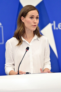 Pressekonferenz mit Sanna Marin und Roberta Metsola im EU-Parlament in Straßburg