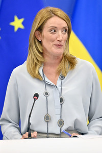Pressekonferenz mit Sanna Marin und Roberta Metsola im EU-Parlament in Straßburg