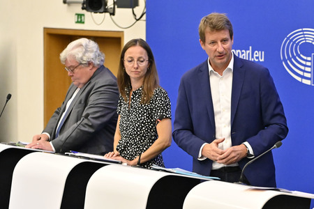 Pressekonferenz zu Produkten, die durch Zwangsarbeit hergestellt werden in Straßburg