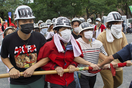 Demonstration gegen das Staatsbegräbnis für Shinzo Abe in Tokio