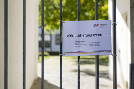 Aufbau für den Tag der Deutschen Einheit 2022 in Erfurt