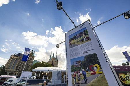 Aufbau für den Tag der Deutschen Einheit 2022 in Erfurt