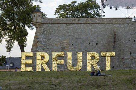 Aufbau für den Tag der Deutschen Einheit 2022 in Erfurt