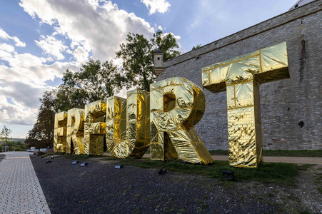 Aufbau für den Tag der Deutschen Einheit 2022 in Erfurt