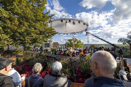 Aufbau für den Tag der Deutschen Einheit 2022 in Erfurt