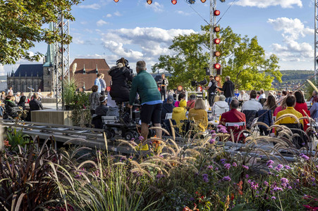 Aufbau für den Tag der Deutschen Einheit 2022 in Erfurt