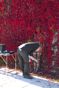 NATURE ART: Red Color Wall Bodypainting