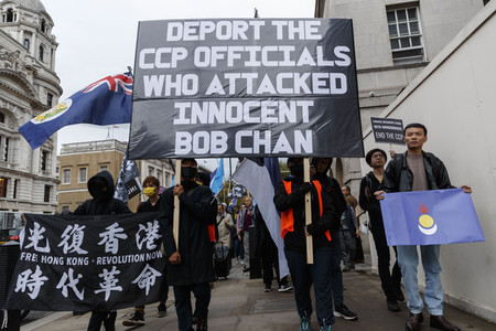 Protest gegen Gewalt an Bob Chan in London