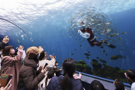 Unterwasser-Weihnachtsmann in Yokohama