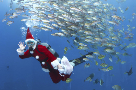 Unterwasser-Weihnachtsmann in Yokohama