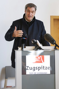 Pressetermin mit Markus Söder auf der Zugspitze in Garmisch-Partenkirchen