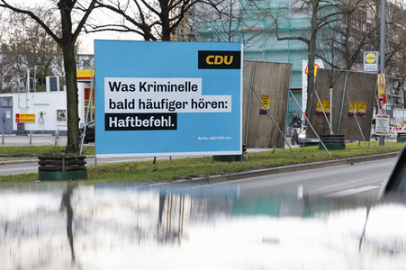 Wahlkampagne zur Wiederholungswahl zum Abgeordnetenhaus in Berlin