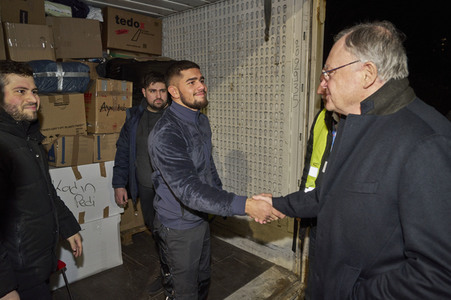 Spendensammelstelle für die Erdbebenopfer in Hannover