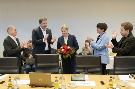 Fototermin mit Franziska Giffey nach der Abgeordnetenhauswahl in Berlin