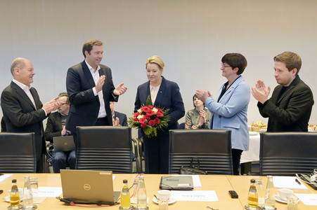 Fototermin mit Franziska Giffey nach der Abgeordnetenhauswahl in Berlin