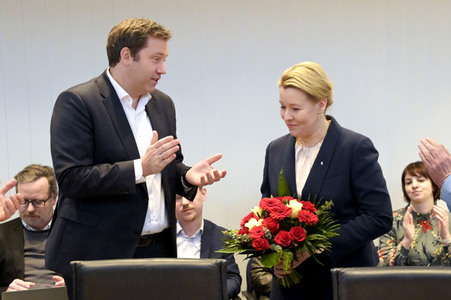 Fototermin mit Franziska Giffey nach der Abgeordnetenhauswahl in Berlin
