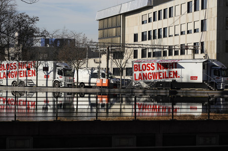 Aufbauarbeiten zur Berlinale 2023 in Berlin