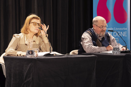Annette Frier und Dietmar Bär auf der lit.Cologne 2023 in Köln