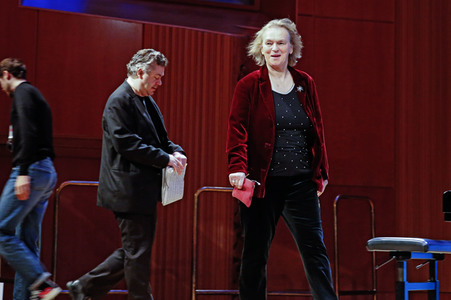 Elke Heidenreich, Dirk von Petersdorff und Marc-Aurel Floros auf der lit.Cologne 2023 in Köln