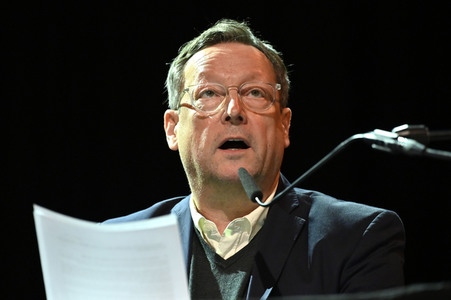 Matthias Brandt und Johanna Wokalek auf der lit.Cologne 2023 in Köln