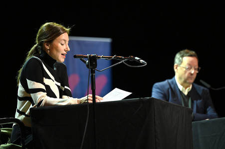 Matthias Brandt und Johanna Wokalek auf der lit.Cologne 2023 in Köln