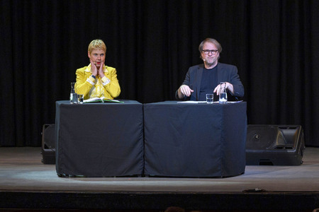 Cordula Stratmann und Bjarne Mädel auf der lit.Cologne 2023 in Köln