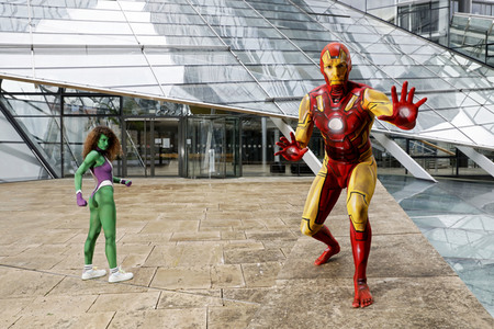 GEEK ART: She-Hulk & Iron Man Bodypainting