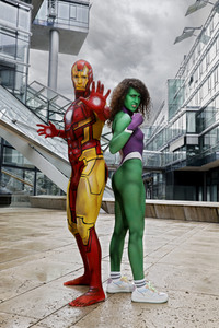 GEEK ART: She-Hulk & Iron Man Bodypainting