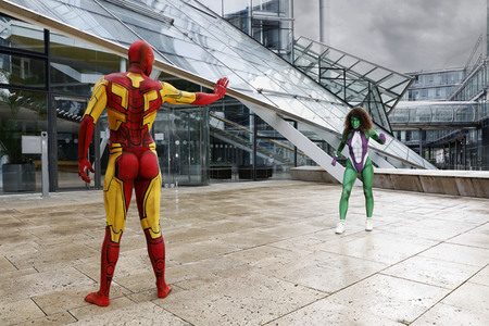 GEEK ART: She-Hulk & Iron Man Bodypainting