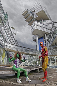 GEEK ART: She-Hulk & Iron Man Bodypainting