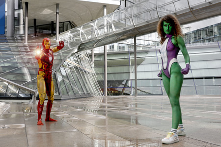 GEEK ART: She-Hulk & Iron Man Bodypainting
