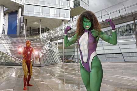 GEEK ART: She-Hulk & Iron Man Bodypainting
