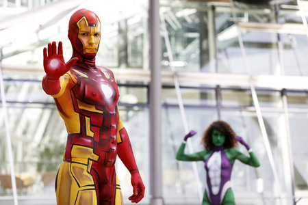 GEEK ART: She-Hulk & Iron Man Bodypainting