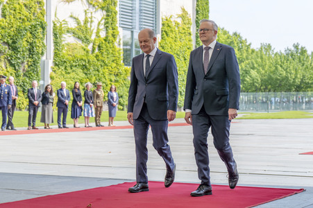 Empfang des Premierministers von Australien im Kanzleramt in Berlin