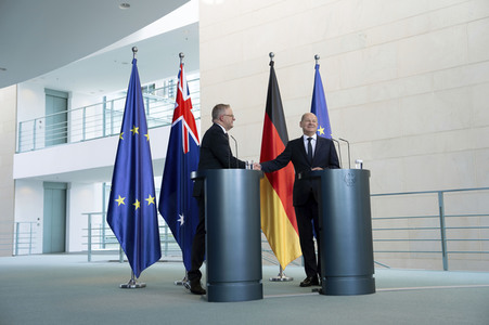 Empfang des Premierministers von Australien im Kanzleramt in Berlin