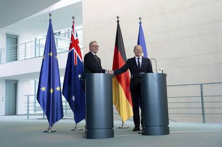 Empfang des Premierministers von Australien im Kanzleramt in Berlin