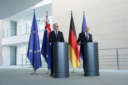 Empfang des Premierministers von Australien im Kanzleramt in Berlin