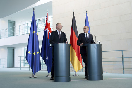 Empfang des Premierministers von Australien im Kanzleramt in Berlin