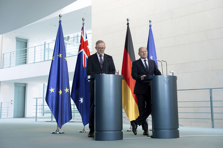 Empfang des Premierministers von Australien im Kanzleramt in Berlin