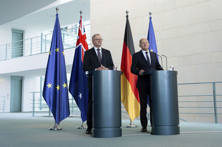 Empfang des Premierministers von Australien im Kanzleramt in Berlin
