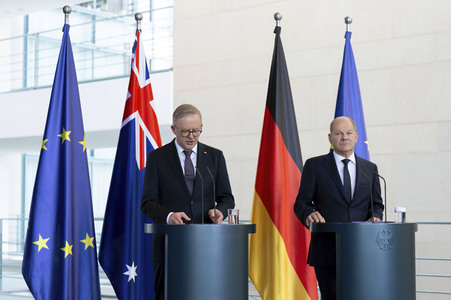 Empfang des Premierministers von Australien im Kanzleramt in Berlin