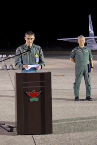 Ankunft zur ersten gemeinsamen Luftwaffenübgung von Italien und Japan in Komatsu