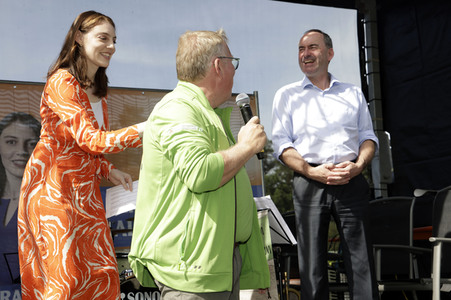 Hubert Aiwanger bei einer Wahlkampfveranstaltung der Freien Wähler Hessen in Wetter